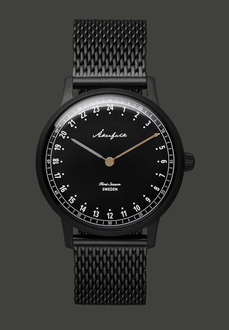 First Season 24h watch matte black mesh strap